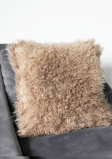 Mongolian Sheepskin Cushion - Brown