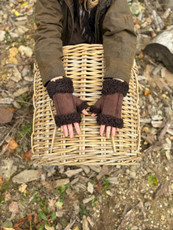 Womens Sheepskin Glittens in Brown