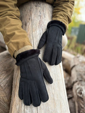 Men's Cuffed Sheepskin Gloves in Black