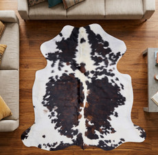 Dark Mahogany, Brown And Cream Cowhide Rug NOV26-002 (200cm x 200cm)