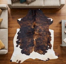 Tri Black, Brown And White Cowhide Rug NOV26-016 (200cm x 180cm)