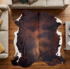 Brindle Brown And White Cowhide Rug NOV26-043 (190cm x 190cm)