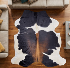 Mahagony Brown And White Cowhide Rug NOV26-048 (210cm x 210cm)