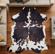 Dark Brown And White Cowhide Rug NOV26-059 (230cm x 220cm)