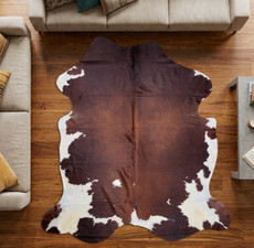 Dark Brown And White Cowhide Rug NOV26-066 (220cm x 200cm)