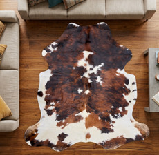 Brown And White Cowhide Rug NOV26-072 (180cm x 180cm)