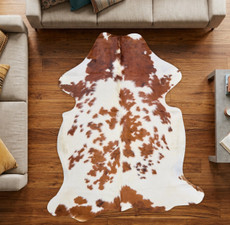 Brown And White Cowhide Rug NOV26-074 (200cm x 180cm)