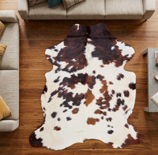 Brown And White Cowhide Rug NOV26-079 (190cm x 180cm)