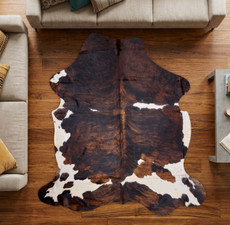 Mahogany And White Cowhide Rug NOV26-089 (210cm x 200cm)