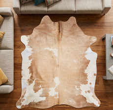 Golden Brown And Cream Cowhide Rug NOV26-096 (220cm x 200cm)