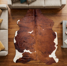 Mahogany And White Cowhide Rug NOV26-114 (210cm x 180cm)