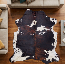 Deep Brown And White Cowhide Rug NOV26-128 (210cm x 200cm)