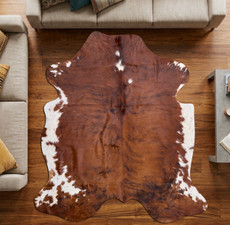 Brown And White Cowhide Rug NOV26-137 (170cm x 160cm)