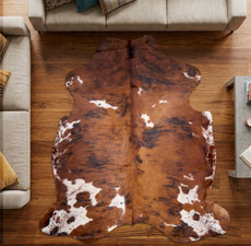 Brown And White Cowhide Rug NOV26-161 (200cm x 180cm)