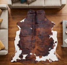 Brown And White Cowhide Rug NOV26-180 (200cm x 190cm)
