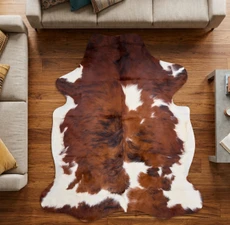 Brown And White Cowhide Rug NOV26-215 (180cm x 160cm)
