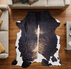 Burnt Brown And White Cowhide Rug NOV26-231 (220cm x 190cm)