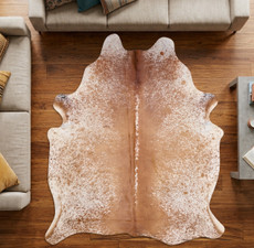 Fawn And White Cowhide Rug NOV26-244 (200cm x 190cm)
