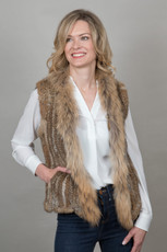 Short Mocha Rabbit and Fox Fur Gilet