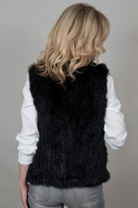 Short Black Rabbit and Fox Fur Gilet