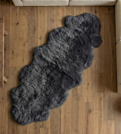 Mid Grey Double Sheepskin Rug - SDMG