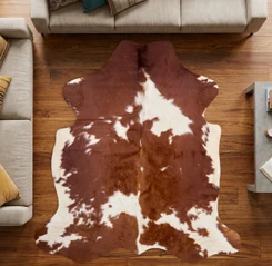 Textured Brown And White Cowhide Rug NOV26-001 (170cm x 160cm)