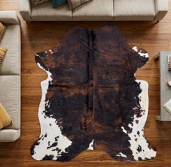 Tri Brown And White Cowhide Rug NOV26-022 (190cm x 180cm)