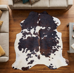 Tri Dark Brown And White Cowhide Rug NOV26-026 (200cm x 200cm)
