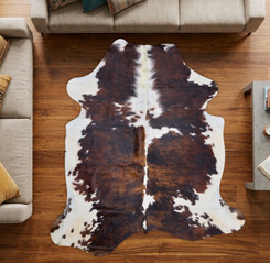 Tri Black, Brown And White Cowhide Rug NOV26-034 (200cm x 200cm)