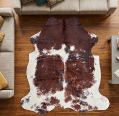 Textured Brown And White Cowhide Rug NOV26-041 (190cm x 180cm)