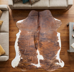 Brindle Brown And White Cowhide Rug NOV26-060 (200cm x 180cm)