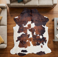 Brown And White  Cowhide Rug NOV26-062 (210cm x 190cm)