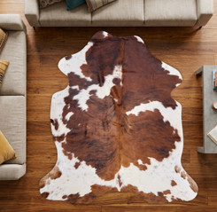 Brown And White Cowhide Rug NOV26-077 (180cm x 170cm)