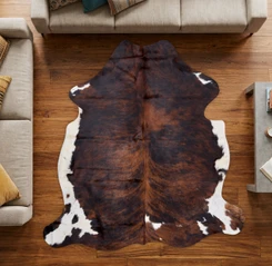 Brindle Brown And White Cowhide Rug NOV26-084 (190cm x 190cm)