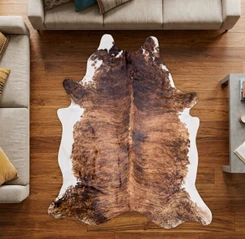 Brown And White Cowhide Rug NOV26-090 (250cm x 220cm)