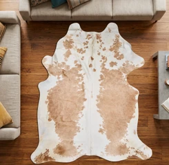 Pale Brown And White Cowhide Rug NOV26-103 (250cm x 210cm)