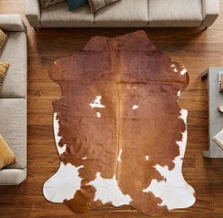 Brown And White Cowhide Rug NOV26-117 (200cm x 175cm)