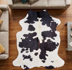 Black And White With An Hint Of Mahogany Cowhide Rug NOV26-123 (200cm x 180cm)