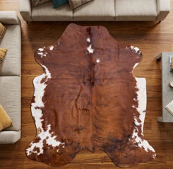 Brown And White Cowhide Rug NOV26-137 (170cm x 160cm)