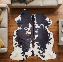 Dark Mahogany, Brown And Cream Cowhide Rug NOV26-142 (210cm x 190cm)