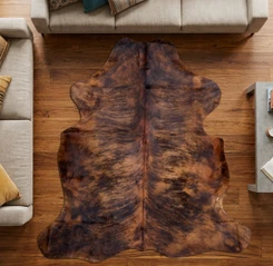 Black And Brown Cowhide Rug NOV26-144 (190cm x 180cm)