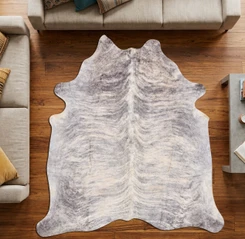 Grey And Beige Brindle Cowhide Rug NOV26-149 (240cm x 220cm)