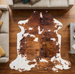 Brown And White Cowhide Rug NOV26-153 (180cm x 180cm)