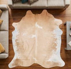 Fawn And White Cowhide Rug NOV26-156 (210cm x 200cm)