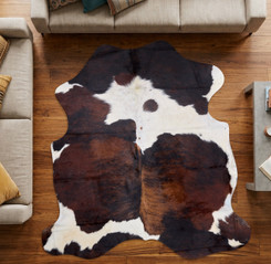 Brown And White Cowhide Rug NOV26-160 (180cm x 180cm)