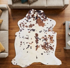 Dappled Cream And Mahogany Cowhide Rug NOV26-165 (230cm x 200cm)