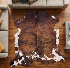 Brown And White Cowhide Rug NOV26-193 (190cm x 180cm)