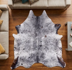 Grey And White Cowhide Rug NOV26-206 (240cm x 220cm)