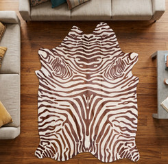 Brown And Cream Zebra Cowhide Rug NOV26-235 (220cm x 180cm)