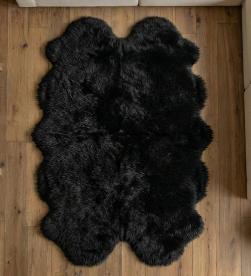 Black Quad Sheepskin Rug (195 x 115 cm) - QBLACK